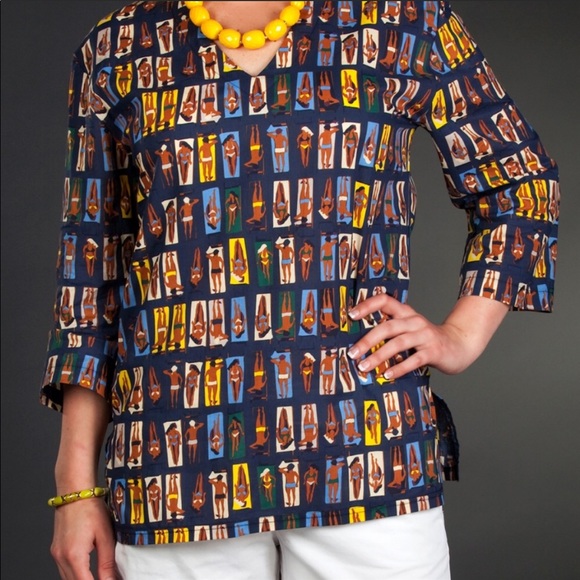 Boutique-Tracy Negoshian Kaitlyn Navy Sunbathers - Picture 2 of 5